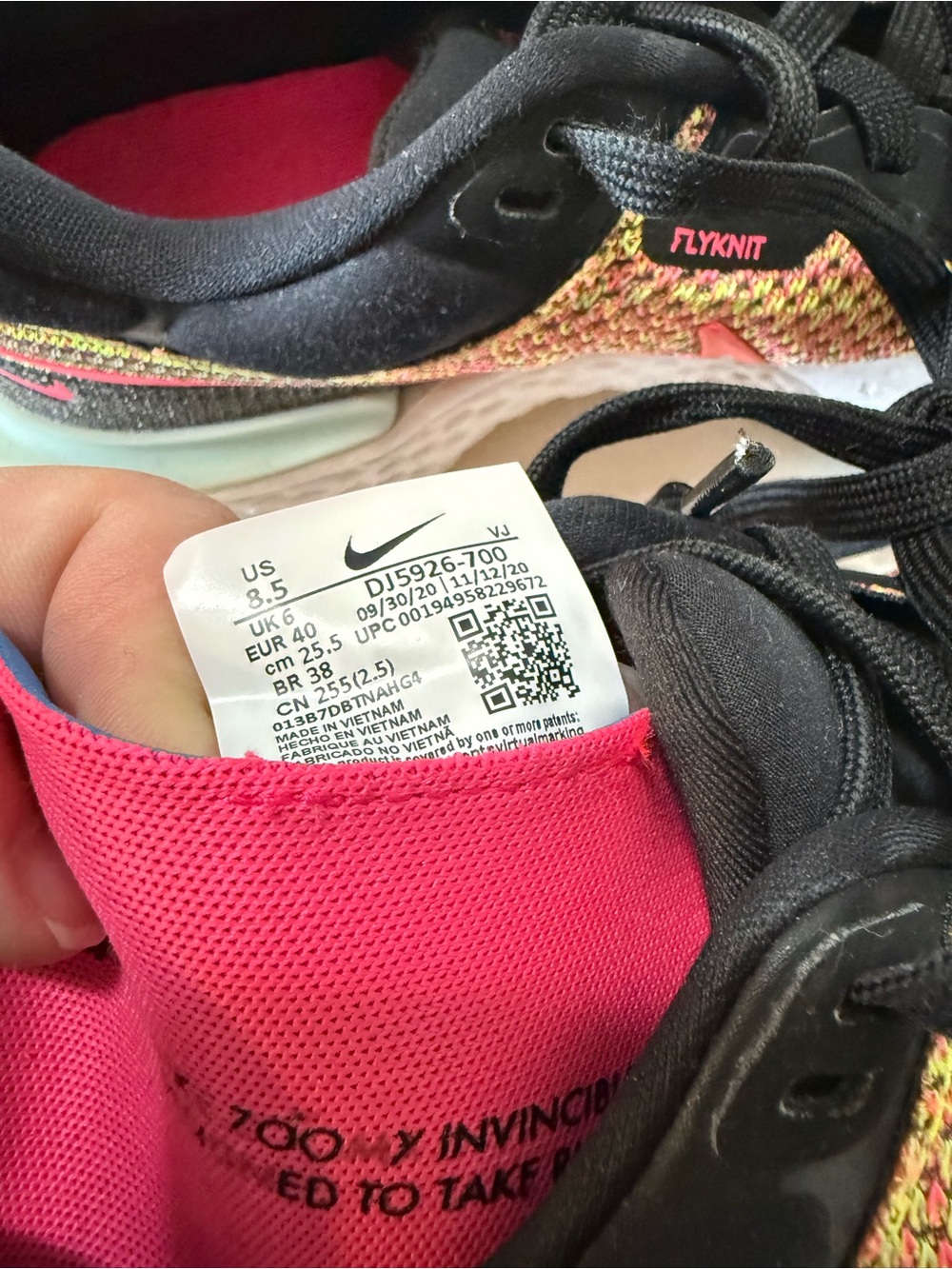 Nike ZoomX Invincible Run Flyknit FK Volt Mango Black, SIZE 8.5 US - Picture 10 of 10